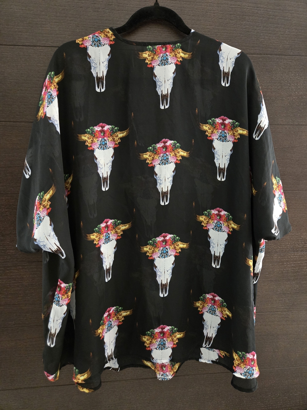 Show Me Your MuMu Peta Tunic Floral Bull Skull Print Oversized Small P2P 31" - Picture 4 of 7